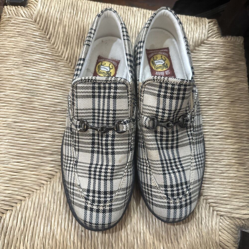 5/A Baker Tartan Plaid Loafers Size 8 Buckle Tuffrider Equestrian Women's